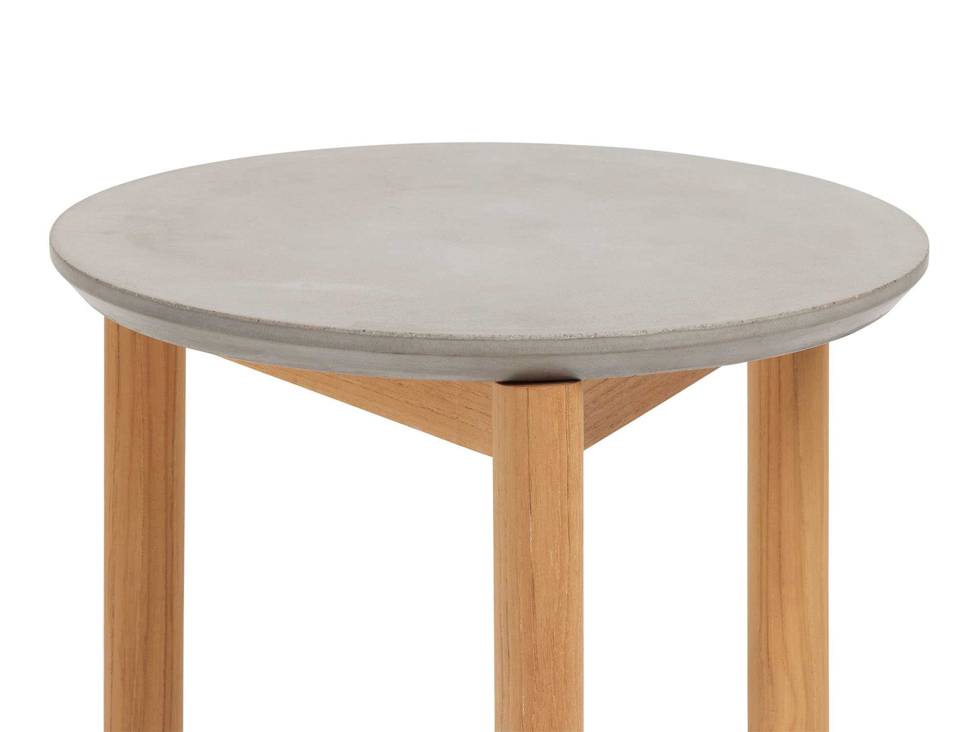 Detail view of concrete outdoor side table